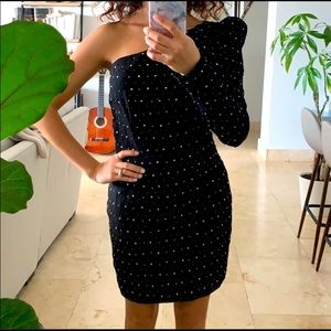 ROBERT RODRIGUEZ One shoulder studded LBD